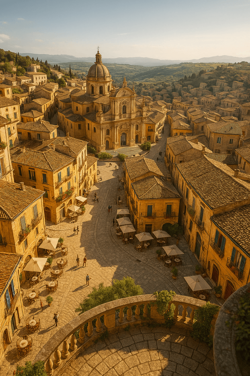 Cobblestone plaza